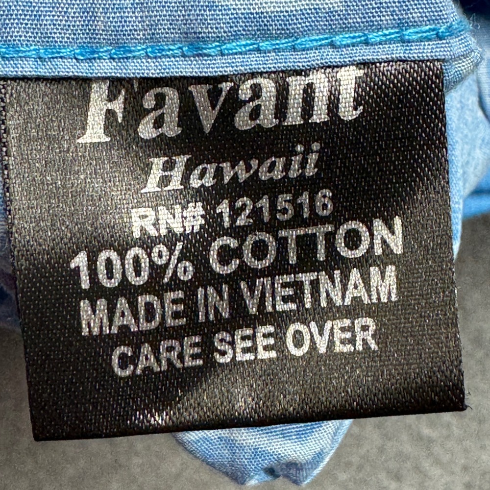 Favant Hawaii XXL Blue Hawaiian Shirt Tiki Surfboard Border Print Cotton - Picture 3 of 8